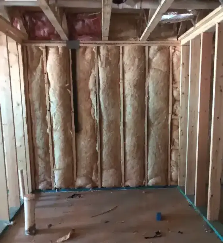 Unfinished basement framed for bathroom build out